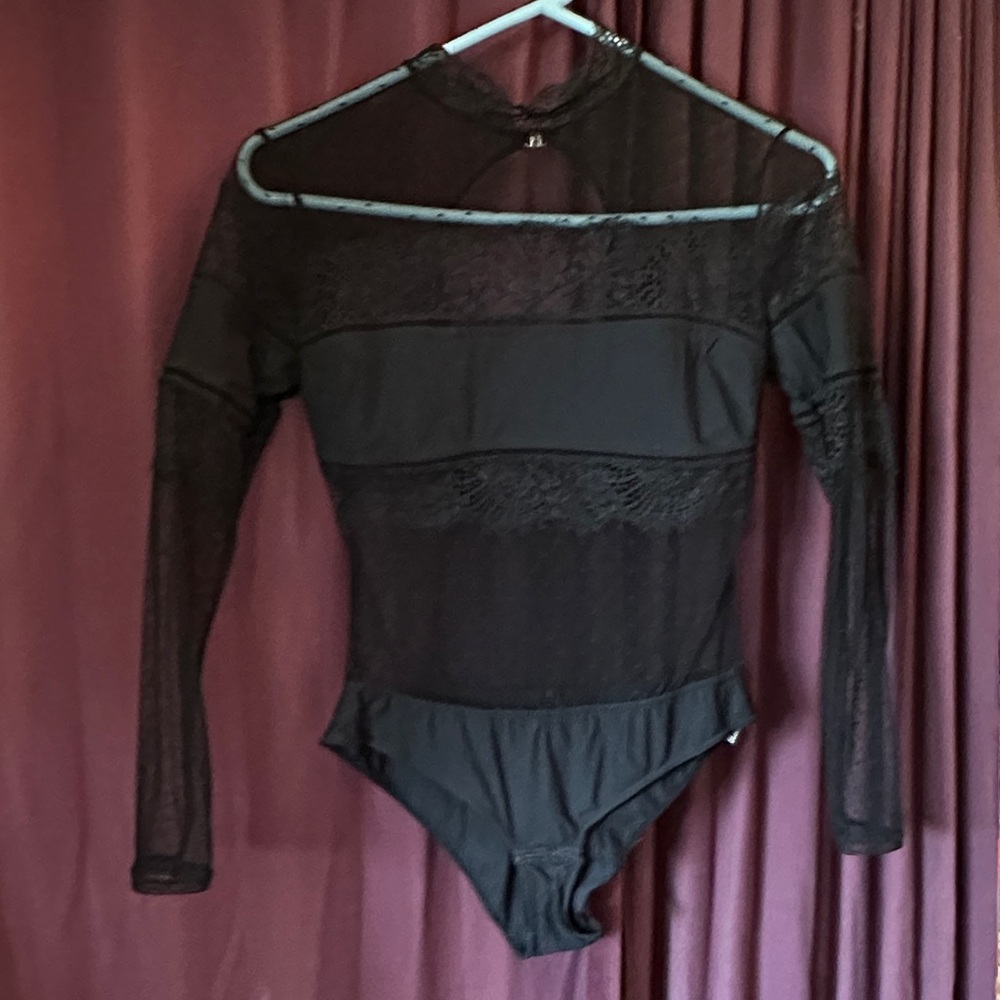Black Lace Long Sleeve Bodysuit